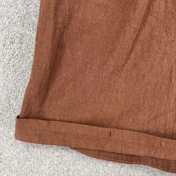 SHEIN Shorts Womens Large Brown Pleated High Waist Cuffed Hem Pockets Belt Loops - Picture 6 of 16
